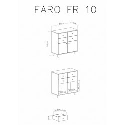 Komoda do pokoju młodzieżowego Faro FR10 Biały Lux / Dąb