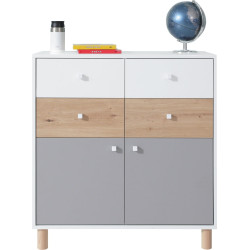 Komoda do pokoju młodzieżowego Faro FR10 Biały Lux / Dąb