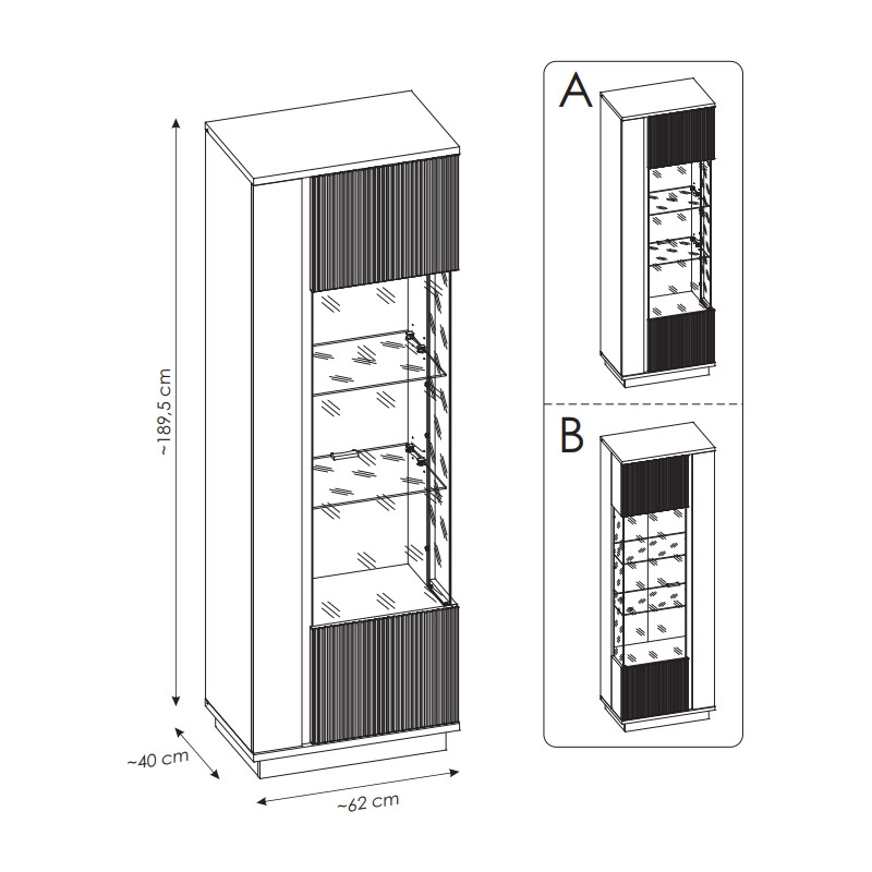 Witryna Mosano LUSV101 Dąb Cremona/Kaszmir Meble Wójcik