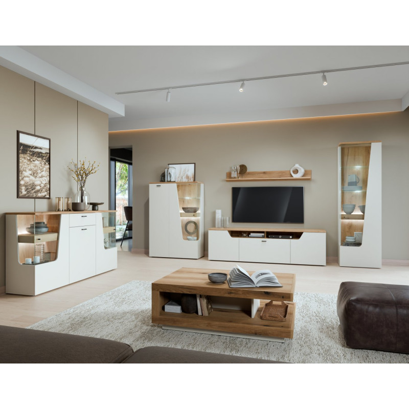 Witryna Cut Out CTUV02L Kaszmir/Dąb Coast Meble Wójcik