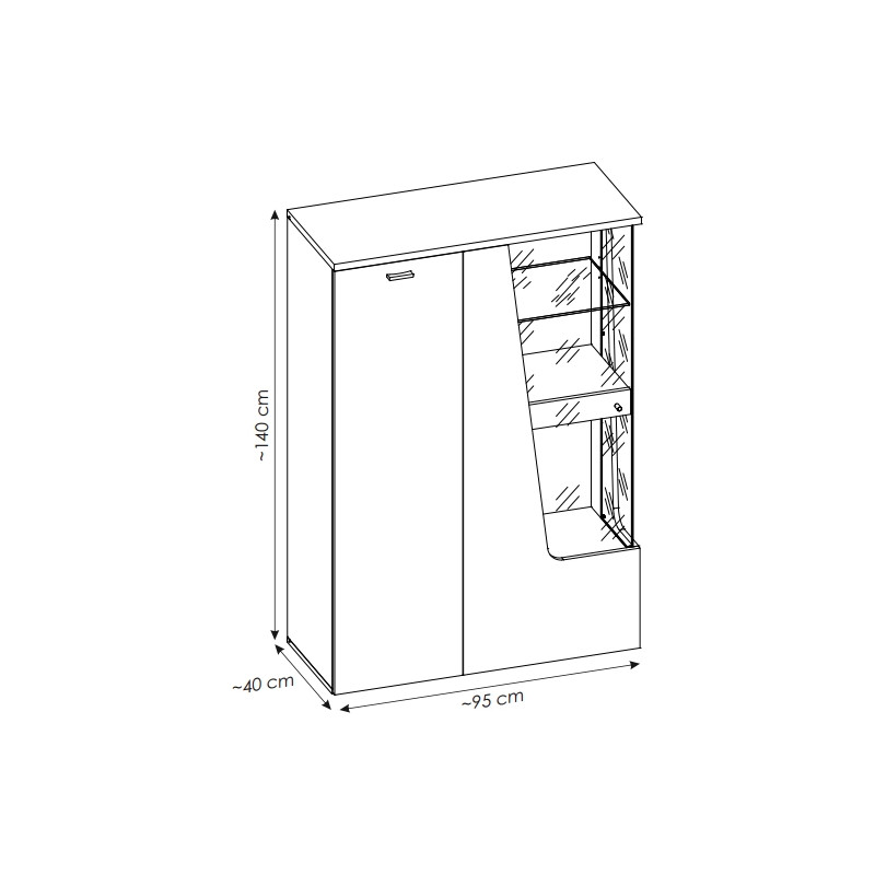 Witryna Cut Out CTUV02L Kaszmir/Dąb Coast Meble Wójcik