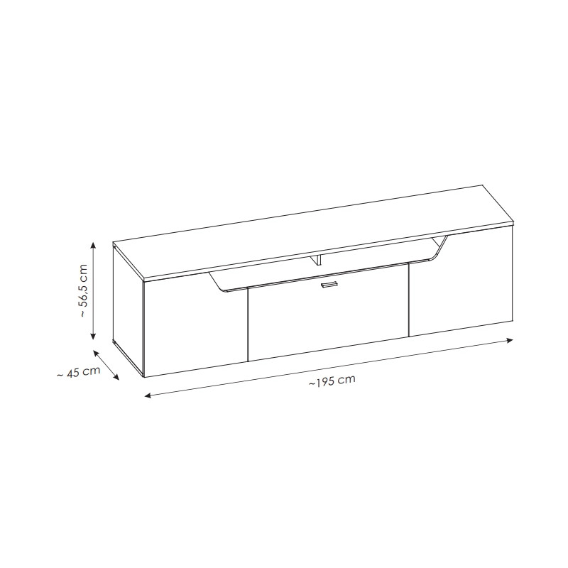Komoda RTV Cut Out CTUF02 Dąb Coast Meble Wójcik