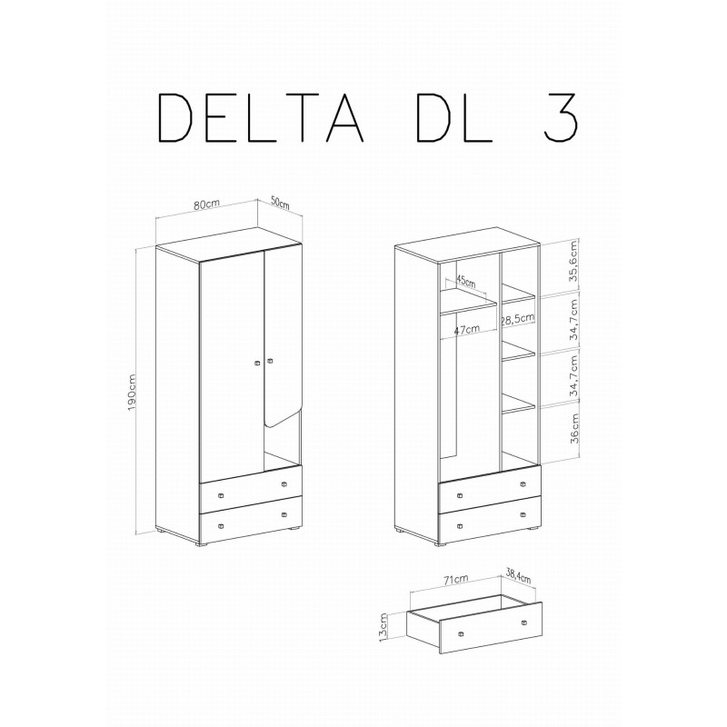 Szafa Delta DL3 Dąb / Antracyt Meblar