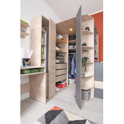 Szafa narożna w formie garderoby Delta DL1 Dąb / Antracyt Meblar Szafa narożna w formie garderoby Delta DL1 Dąb / Antracyt Meblar