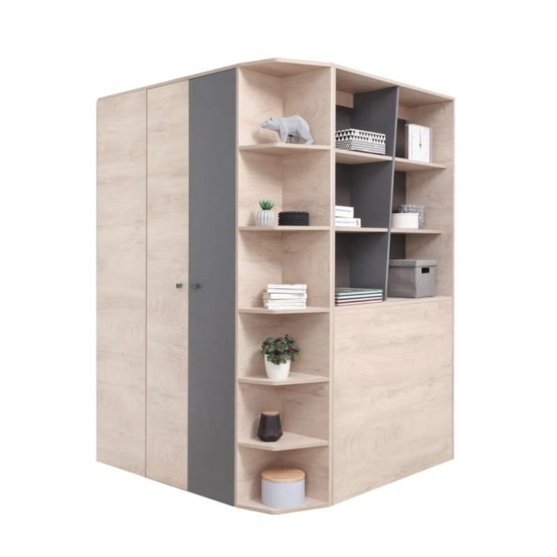 Szafa narożna w formie garderoby Delta DL1 Dąb / Antracyt Meblar Szafa narożna w formie garderoby Delta DL1 Dąb / Antracyt Meblar