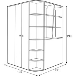 Szafa narożna w formie garderoby Delta DL1 Dąb / Antracyt Meblar Szafa narożna w formie garderoby Delta DL1 Dąb / Antracyt Meblar