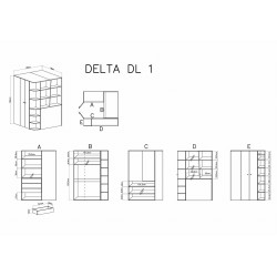 Szafa narożna w formie garderoby Delta DL1 Dąb / Antracyt Meblar Szafa narożna w formie garderoby Delta DL1 Dąb / Antracyt Meblar