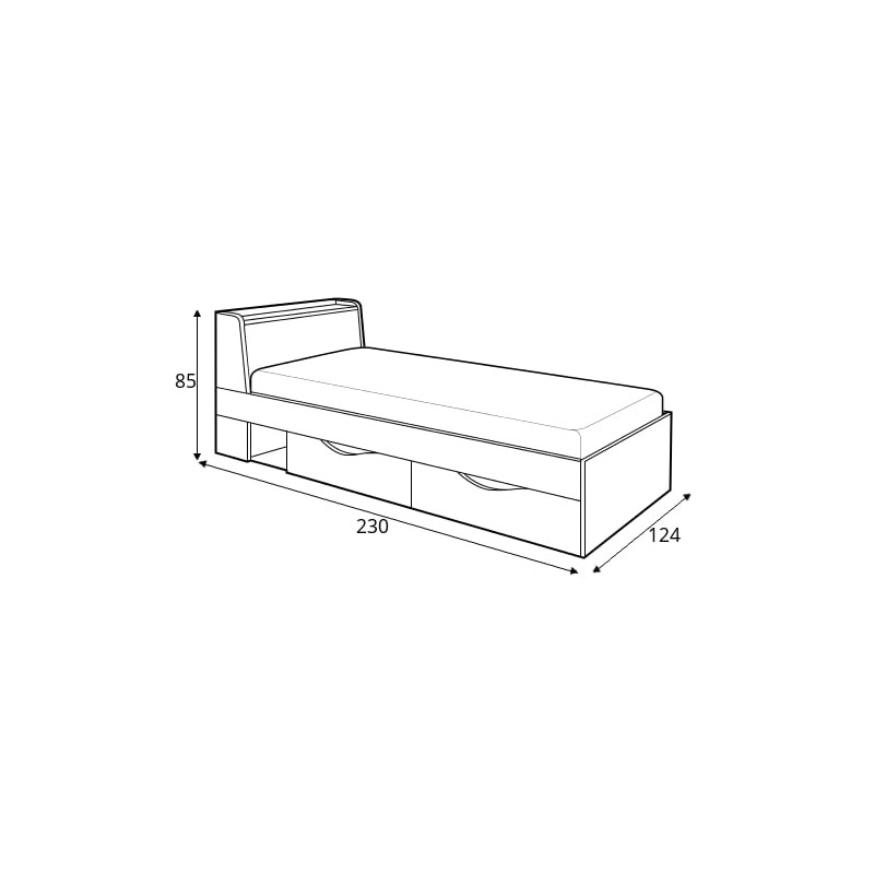 Łóżko 120 z szufladami Delta DL15 Dąb / Antracyt Meblar