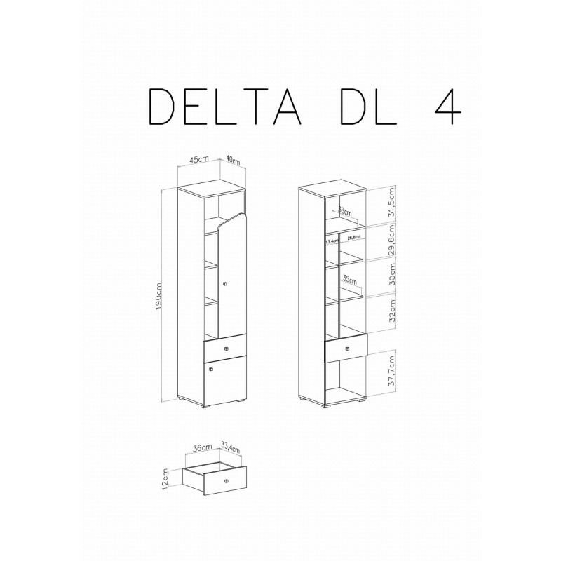 Regał Delta DL4 Dąb / Antracyt Meblar