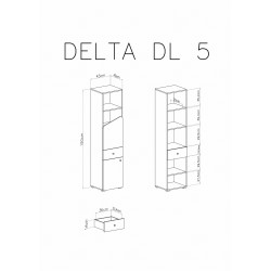 Regał Delta DL5 Dąb / Antracyt Meblar