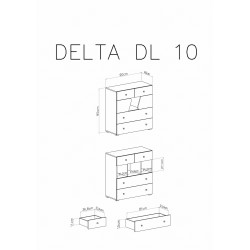 Komoda z szufladami Delta DL10 Dąb / Antracyt Meblar Komoda z szufladami Delta DL10 Dąb / Antracyt Meblar