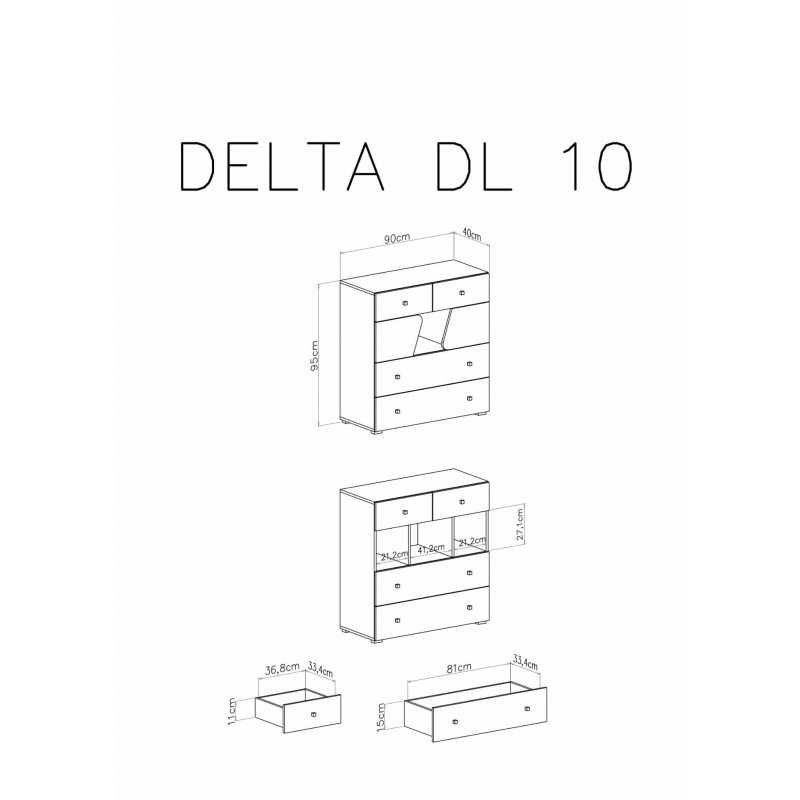 Komoda z szufladami Delta DL10 Dąb / Antracyt Meblar