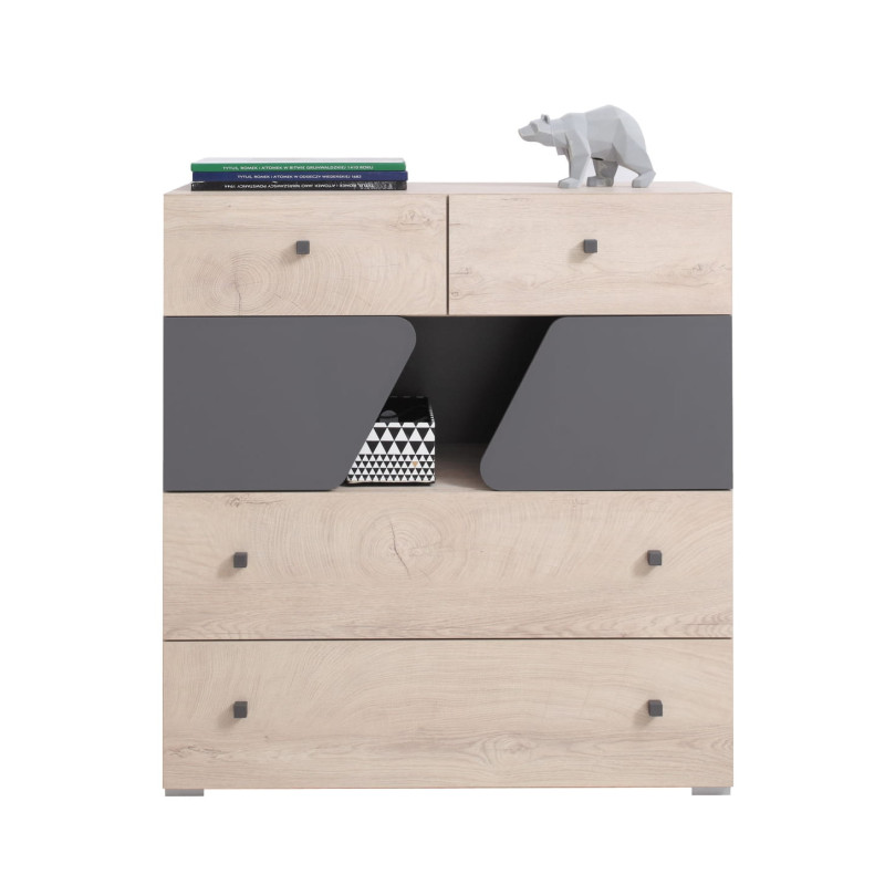 Komoda z szufladami Delta DL10 Dąb / Antracyt Meblar Komoda z szufladami Delta DL10 Dąb / Antracyt Meblar