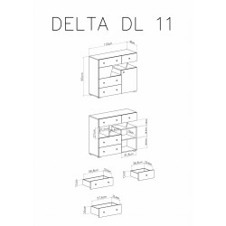 Komoda Delta DL11 Dąb / Antracyt Meblar