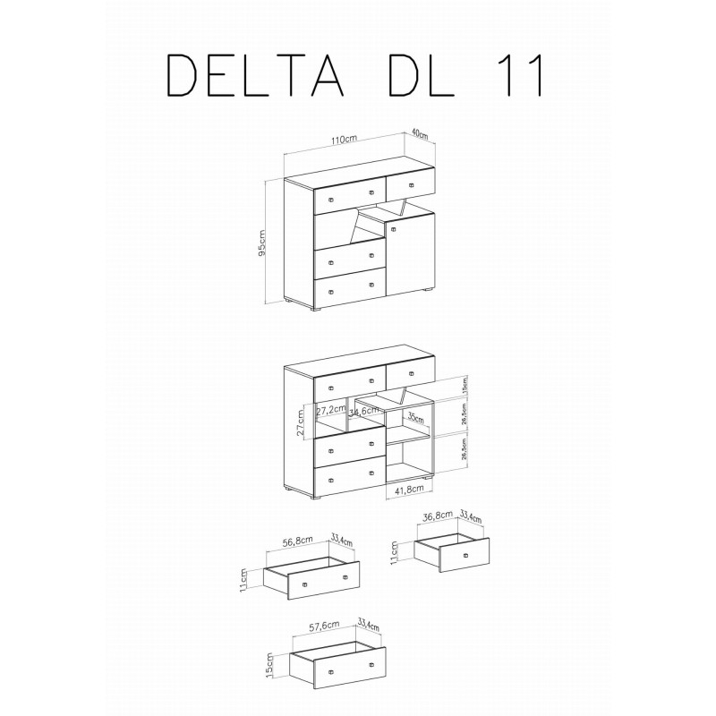 Komoda Delta DL11 Dąb / Antracyt Meblar