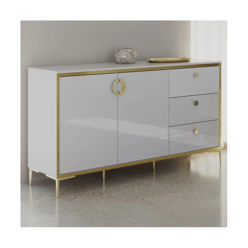 Komoda Golden 2 G2NK231 Biały połysk/złoty Meble Forte