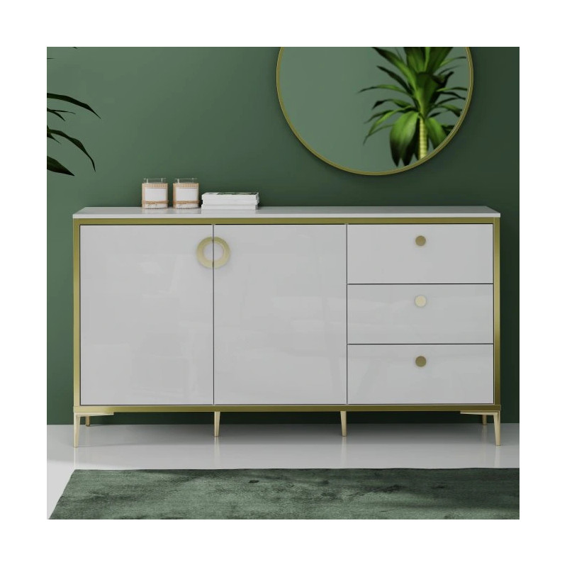 Komoda Golden 2 G2NK231 Biały połysk/złoty Meble Forte