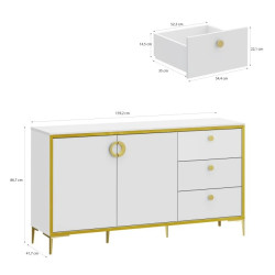 Komoda Golden 2 G2NK231 Biały połysk/złoty Meble Forte Komoda Golden 2 G2NK231 Biały połysk/złoty Meble Forte