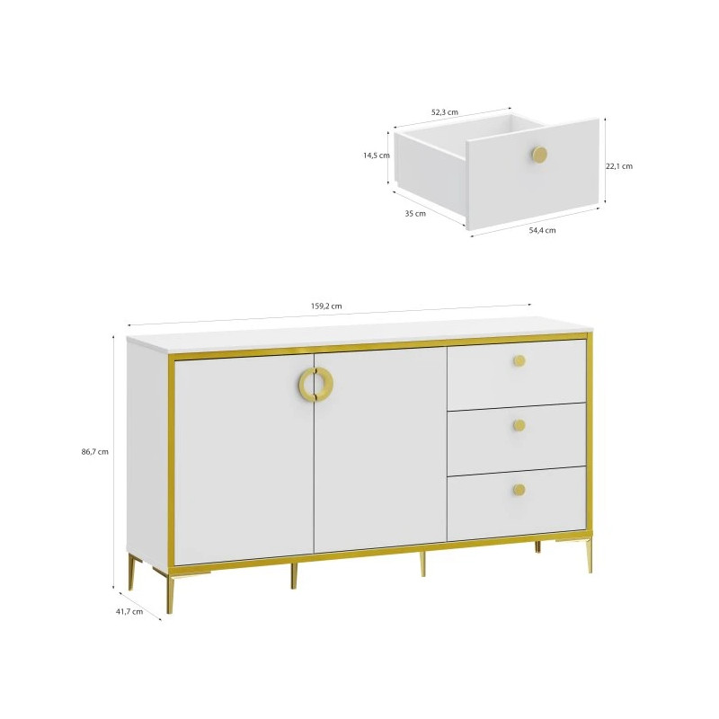 Komoda Golden 2 G2NK231 Biały połysk/złoty Meble Forte