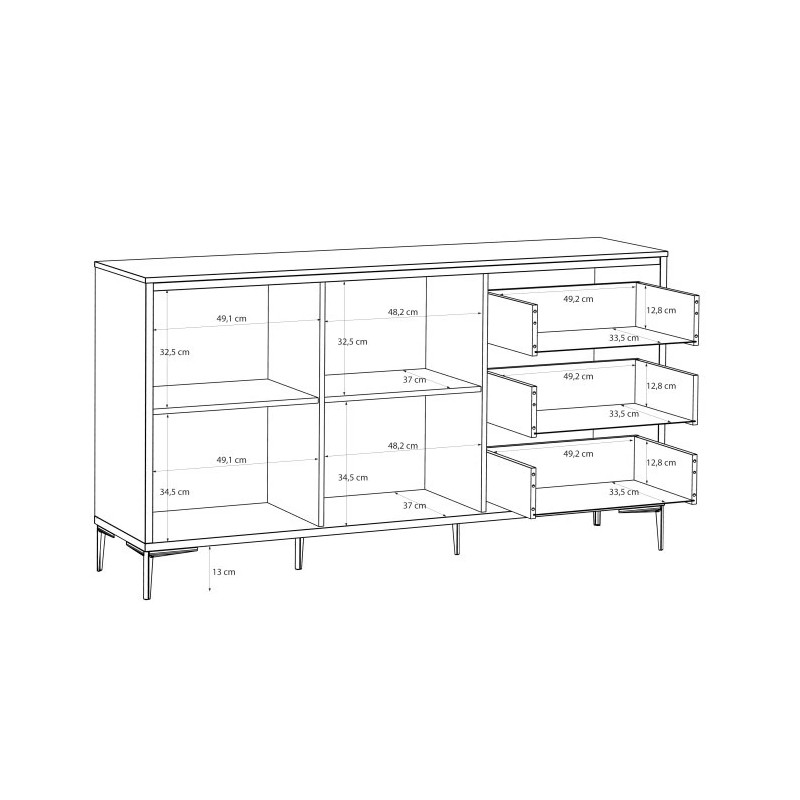 Komoda Golden 2 G2NK231 Biały połysk/złoty Meble Forte