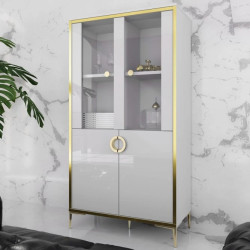 Witryna Golden 2 G2NV621 Biały połysk/złoty Meble Forte