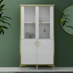 Witryna Golden 2 G2NV621 Biały połysk/złoty Meble Forte