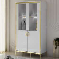 Witryna Golden 2 G2NV621 Biały połysk/złoty Meble Forte