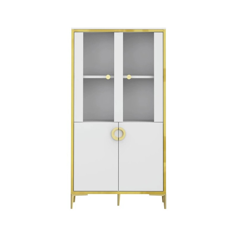 Witryna Golden 2 G2NV621 Biały połysk/złoty Meble Forte