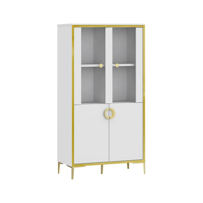 Witryna Golden 2 G2NV621 Biały połysk/złoty Meble Forte