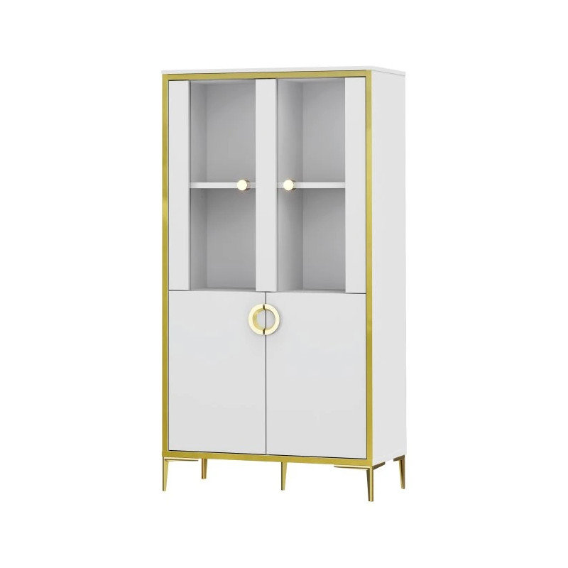 Witryna Golden 2 G2NV621 Biały połysk/złoty Meble Forte