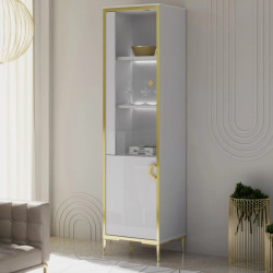 Witryna L/P Golden 2 G2NV711 Biały połysk/złoty Meble Forte