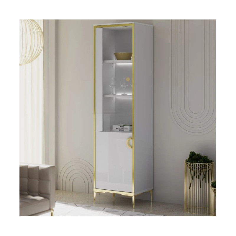 Witryna L/P Golden 2 G2NV711 Biały połysk/złoty Meble Forte