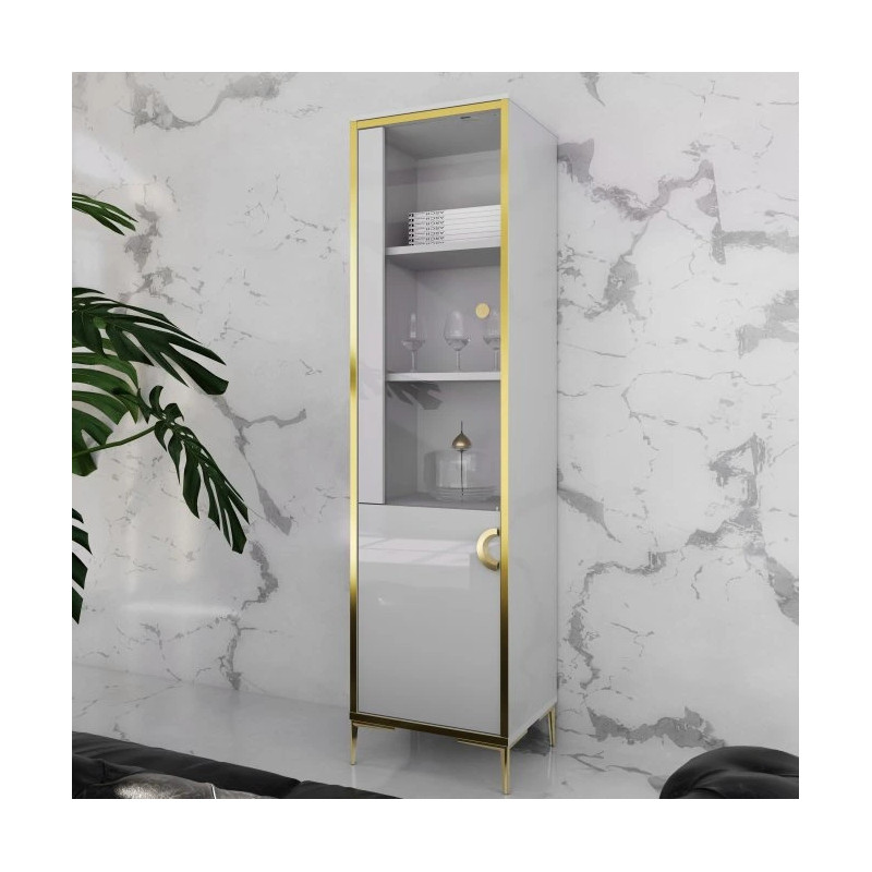 Witryna L/P Golden 2 G2NV711 Biały połysk/złoty Meble Forte