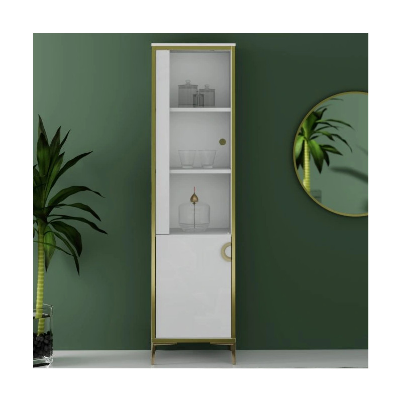 Witryna L/P Golden 2 G2NV711 Biały połysk/złoty Meble Forte