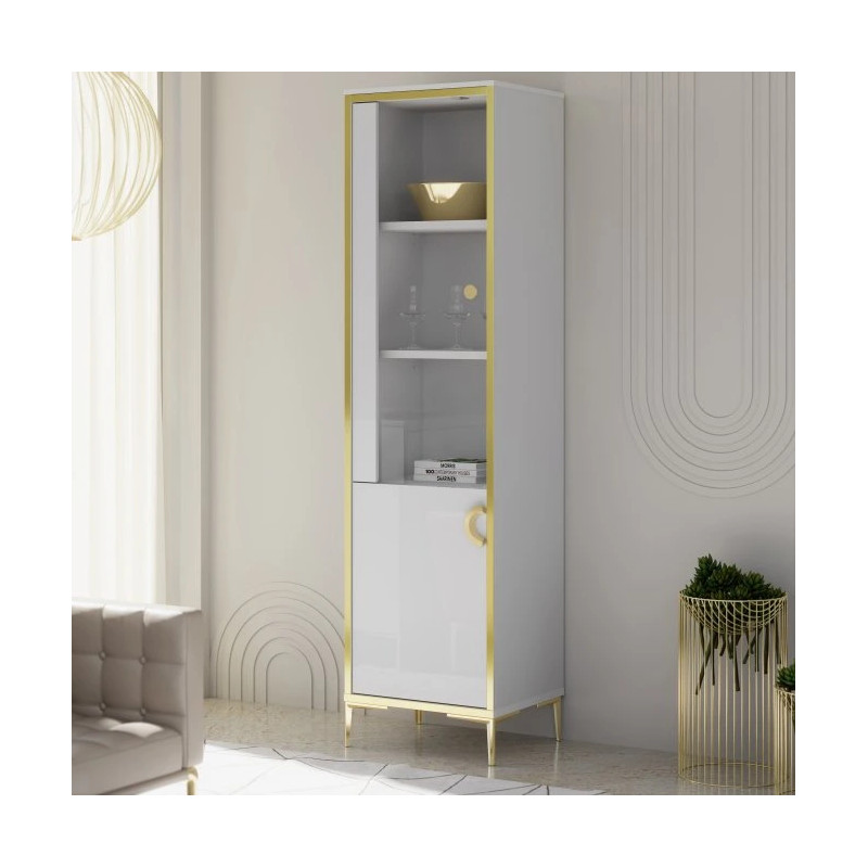 Witryna L/P Golden 2 G2NV711 Biały połysk/złoty Meble Forte