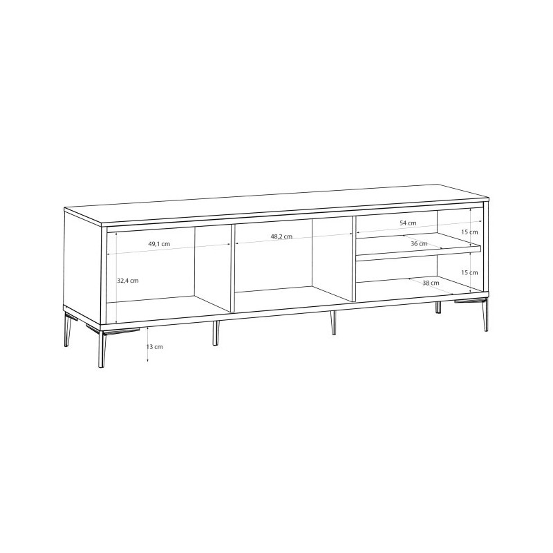 Szafka RTV Golden 2 G2NT131 Biały połysk/złoty Meble Forte