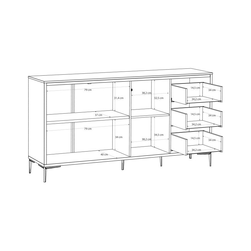 Komoda Golden 2 G2NK241 Biały połysk/złoty Meble Forte