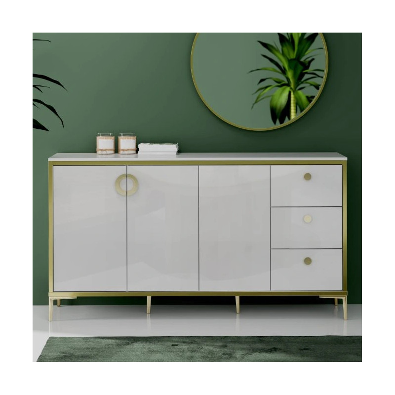 Komoda Golden 2 G2NK241 Biały połysk/złoty Meble Forte