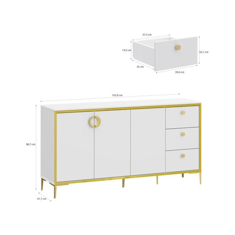 Komoda Golden 2 G2NK241 Biały połysk/złoty Meble Forte