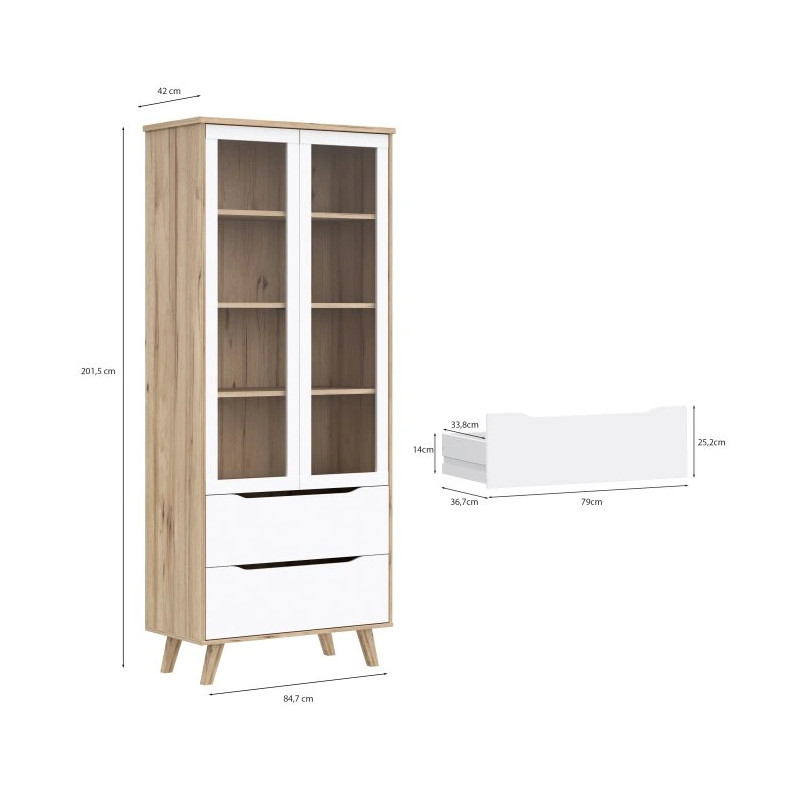 Witryna Vankka VNKV722 Dąb/Biały Meble Forte
