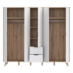 Szafa ubraniowa Vankka VNKS852 Dąb/Biały Meble Forte Szafa ubraniowa Vankka VNKS852 Dąb/Biały Meble Forte