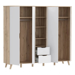 Szafa ubraniowa Vankka VNKS852 Dąb/Biały Meble Forte Szafa ubraniowa Vankka VNKS852 Dąb/Biały Meble Forte