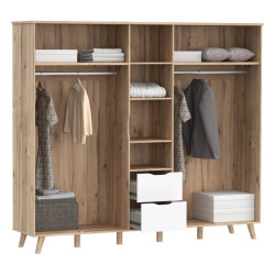 Szafa ubraniowa Vankka VNKS852 Dąb/Biały Meble Forte Szafa ubraniowa Vankka VNKS852 Dąb/Biały Meble Forte