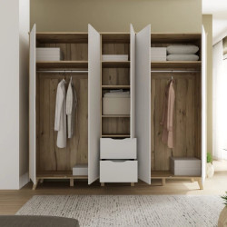 Szafa ubraniowa Vankka VNKS852 Dąb/Biały Meble Forte Szafa ubraniowa Vankka VNKS852 Dąb/Biały Meble Forte