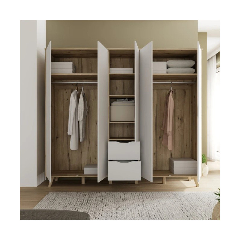 Szafa ubraniowa Vankka VNKS852 Dąb/Biały Meble Forte