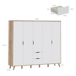 Szafa ubraniowa Vankka VNKS852 Dąb/Biały Meble Forte Szafa ubraniowa Vankka VNKS852 Dąb/Biały Meble Forte