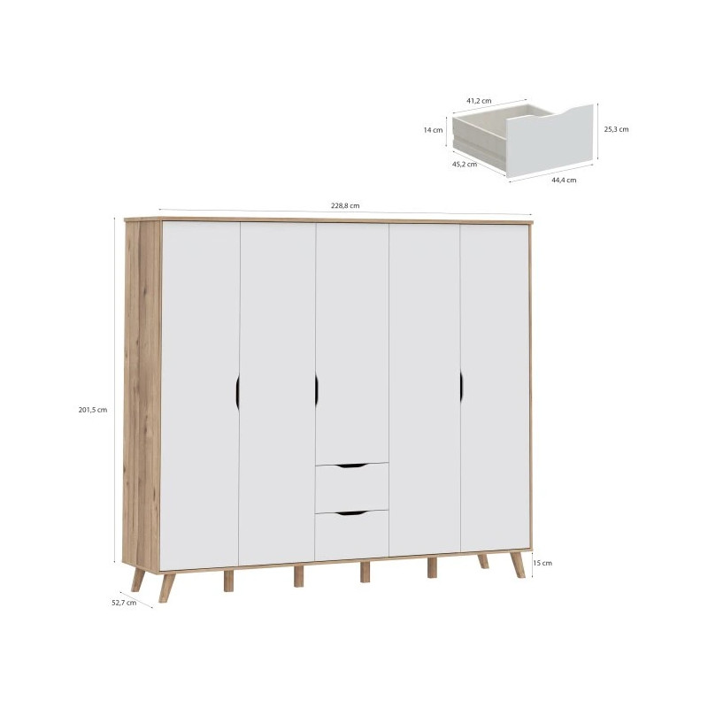 Szafa ubraniowa Vankka VNKS852 Dąb/Biały Meble Forte