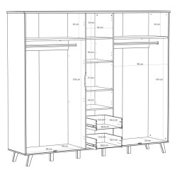 Szafa ubraniowa Vankka VNKS852 Dąb/Biały Meble Forte Szafa ubraniowa Vankka VNKS852 Dąb/Biały Meble Forte