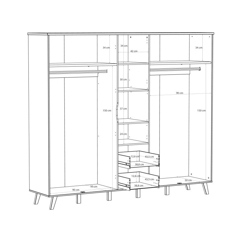 Szafa ubraniowa Vankka VNKS852 Dąb/Biały Meble Forte