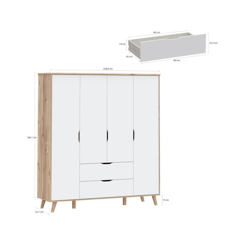 Szafa ubraniowa Vankka VNKS841 Dąb/Biały Meble Forte